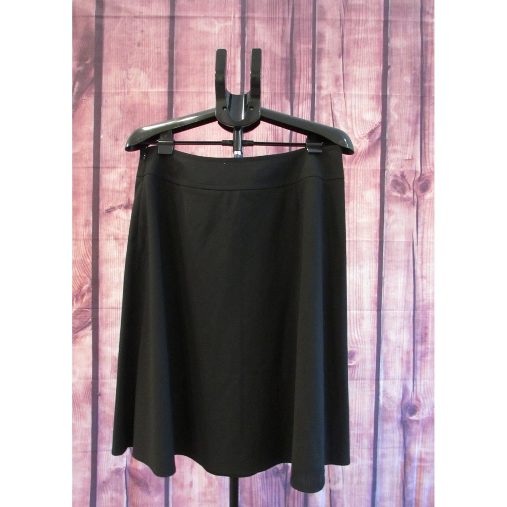 Talbots Women's Stretch A-Line Career Skirt Classic Black Faux Blet Detail Sz 14 - Picture 4 of 6